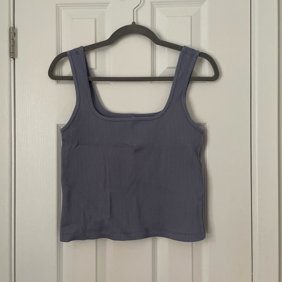 Women's Blue Grey Ribbed Tank Top - Picture 1 of 2